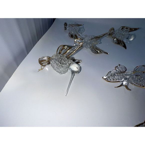 Beautiful Vintage Glass Christmas Tree Ornaments Butterfly Hearts Poinsettia - Picture 13 of 16